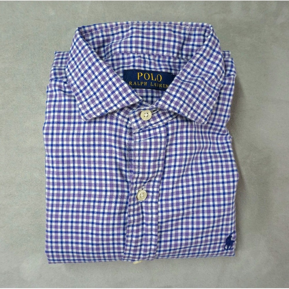 Polo Ralph Lauren Shirt Mens Small Purple Plaid Long Sleeve Button Up